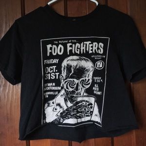 Distressed Cropped Foo Fighters Tee